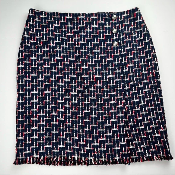 Talbots Navy Red White Tweed Skirt Size 10P - Picture 1 of 11